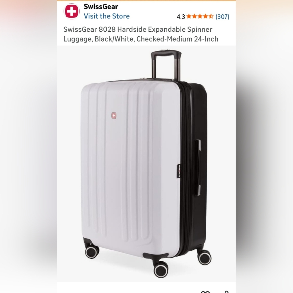 SwissGear Black and White Hardside Luggage 24"
